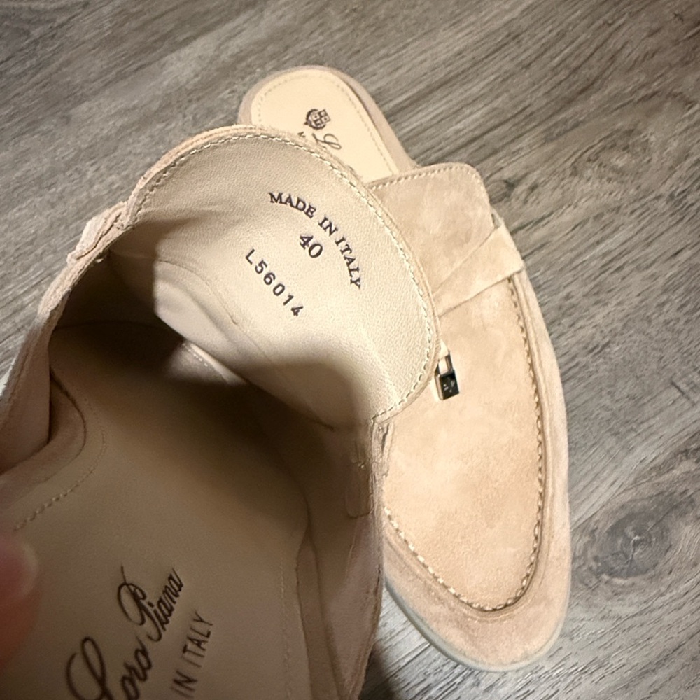 Loro Piana Sand Suede Slip-On Loafer Mules with Metal Bit - Picture 2 of 4